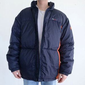 Vintage 90S Tommy Hilfiger Navy  And Orange Waiter Puffer Jacket Size XL
